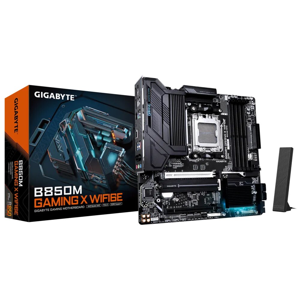  B850 m-ATX Motherboard: AM5 Socket For AMD Ryzen 7000/8000/9000 Series Processors<BR>4x DDR5, 4x SATA 6Gb/s, PCIe 5.0, 1x M.2 Gen5 + 1x M.2 Gen4, USB 3.2, 2.5GbE LAN, Wi-Fi 6E + Bluetooth 5.3, Realtek 7.1 Audio, 1xHDMI/ 2x DP  